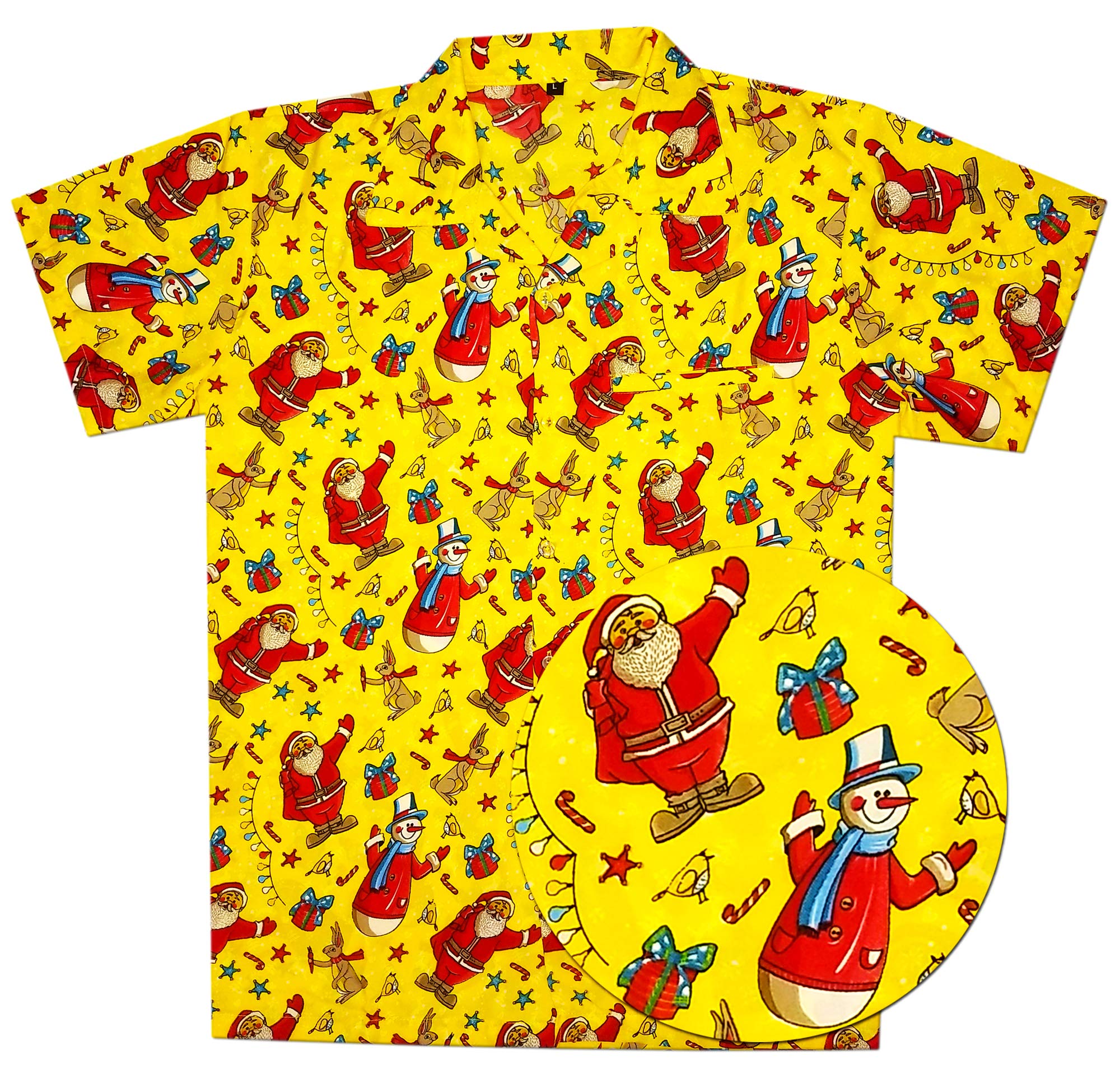 Virgin Crafts Ugly Christmas Hawaiian Shirts for Men Casual Beach Xmas3 Yellow XXL