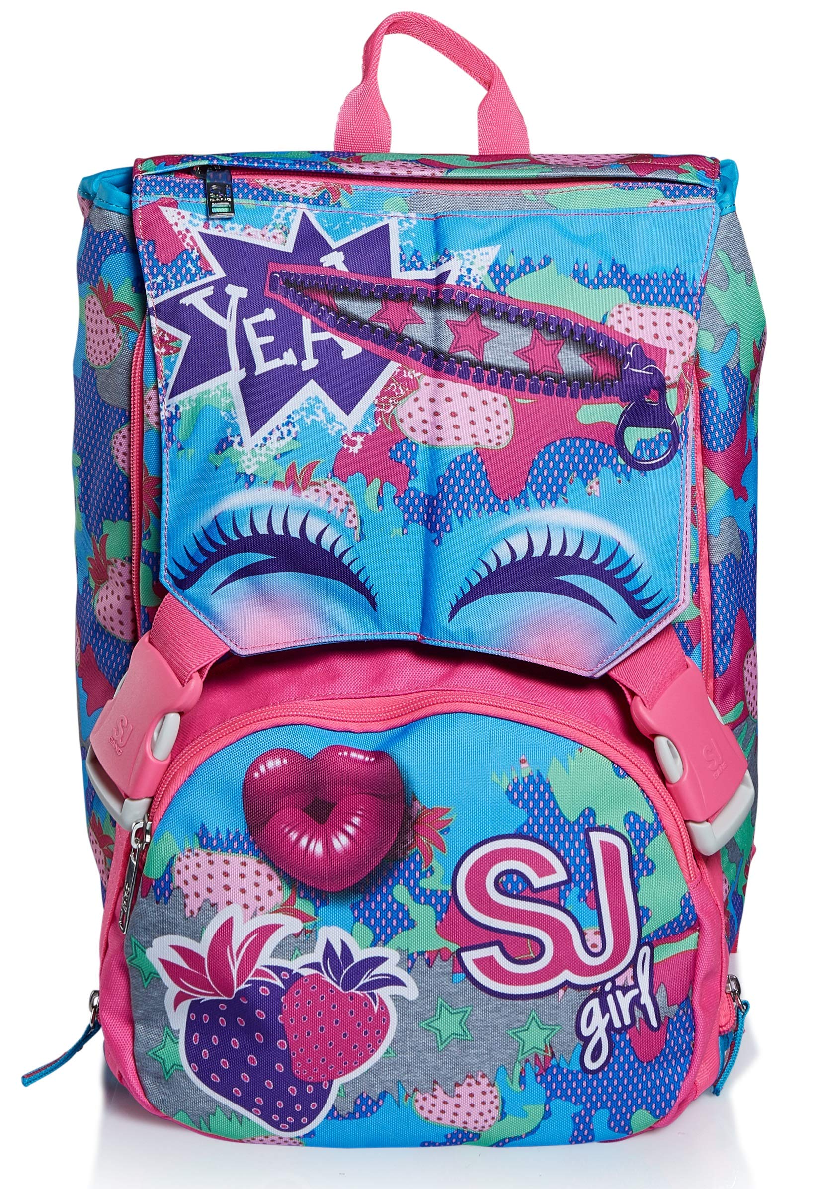Sj Gang Extendable Backpack, Faces da Sj, Pink, Elementary and Middle School
