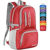ZOMAKE Lightweight Packable Backpack, 35L Light Foldable Hiking Backpacks Water Resistant Collapsible Daypack for Travel(Red)