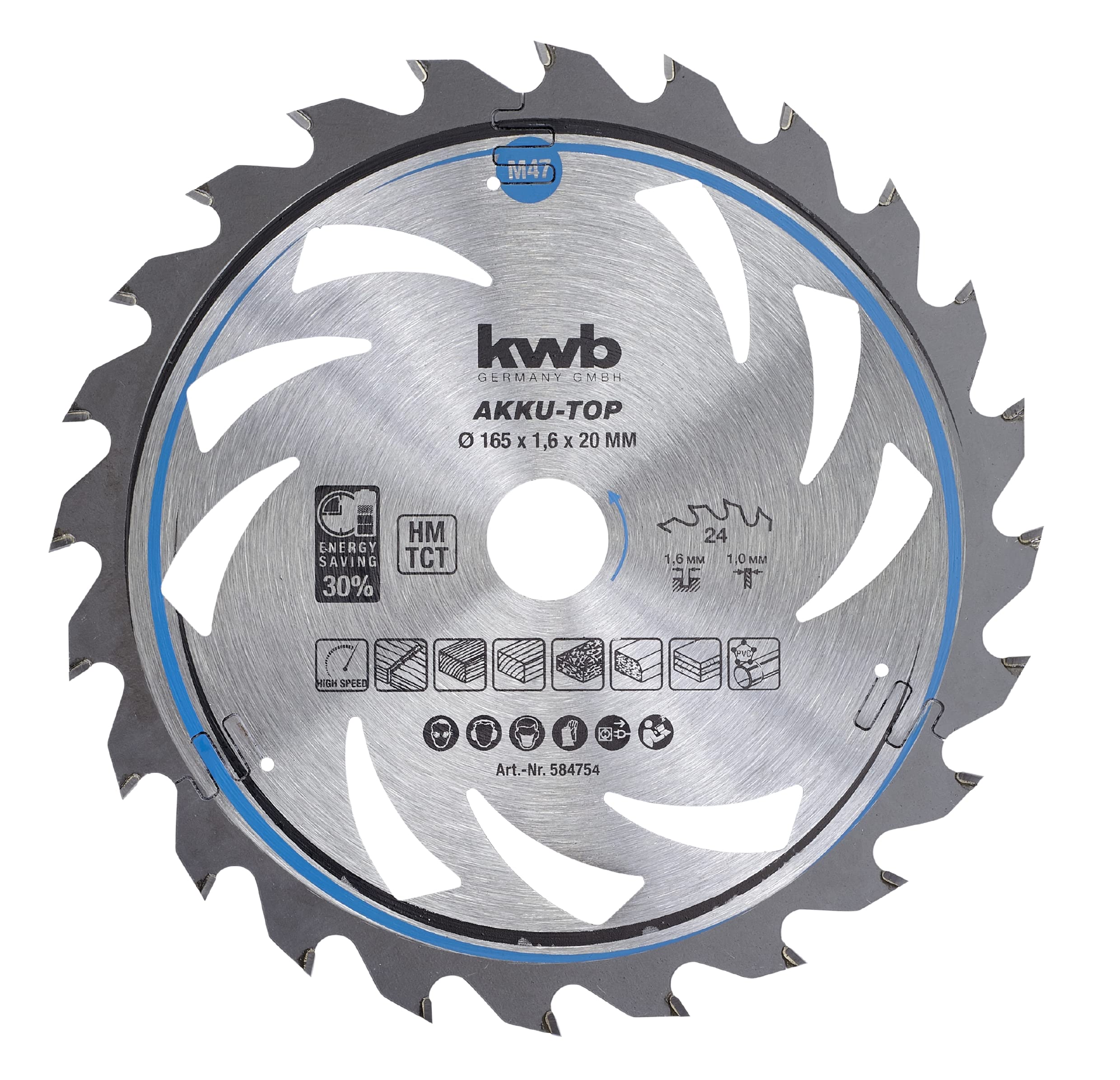KWB Circular Saw Blade 165 X 20 MM - Optimized for Cordless Tools