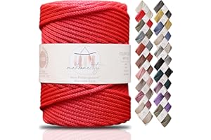 Makromecity, Premium Polyester Macrame Cord 5mm x 104 Yards (311 feet) 5mm Polypropylene Macrame Cord Crochet Macrame Bag Cord Crafts for Wall Hangings, Bags, Underplate, Rug (Red)