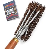 Grillaholics Natural Palmyra Fiber Bristle Grill Brush with Wooden Handle | All Natural | Non-Metal Bristles | Naturally Season Grill Grates