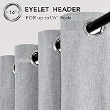 Deconovo Faux Linen Full Blackout Curtains Eyelet Energy Saving Blue Gray view 7