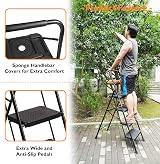 BONTEC 4 Step Folding Ladder 150kg Heavy Duty with Tool Tray and Handrail view 8