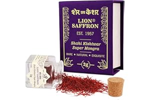 LION BRAND SAFFRON LION SAFFRON, Kishtwar Indian Saffron Threads (Highest Grade) Saffron for Kids & Pregnant Women | Pure Saffron for Kids, Mood, Focus & Overall Health|Kesar Saffron Gift Box | Azafran Puro (2 grams)