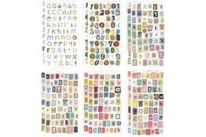 12PCS Sheets Retro Alphabet Stickers, Vintage Scrapbook Stickers Letter Sticker Set with Numbers, Aesthetic Scrapbooking Stic