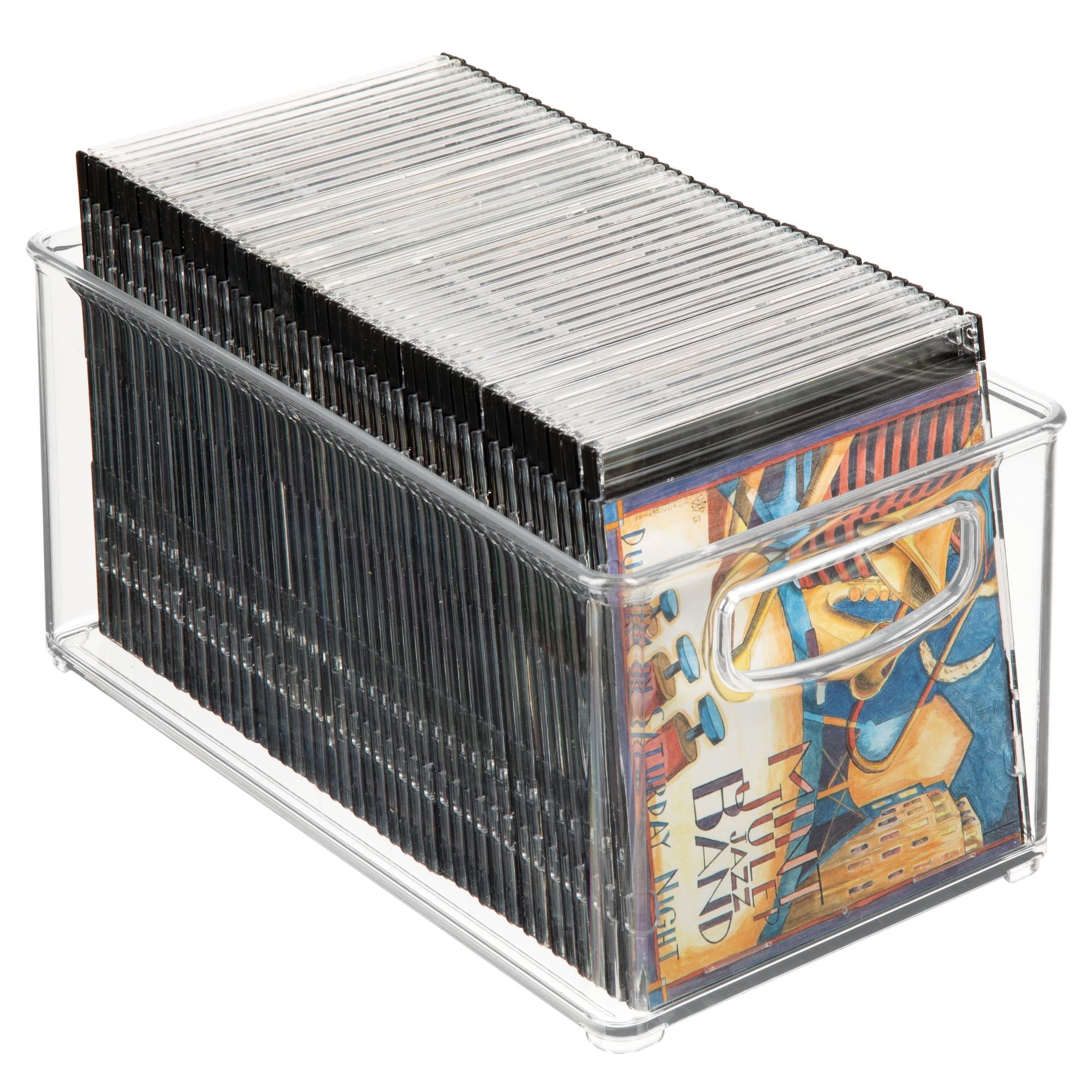 mDesign Stackable Household Storage Organizer Container Bin for DVDs