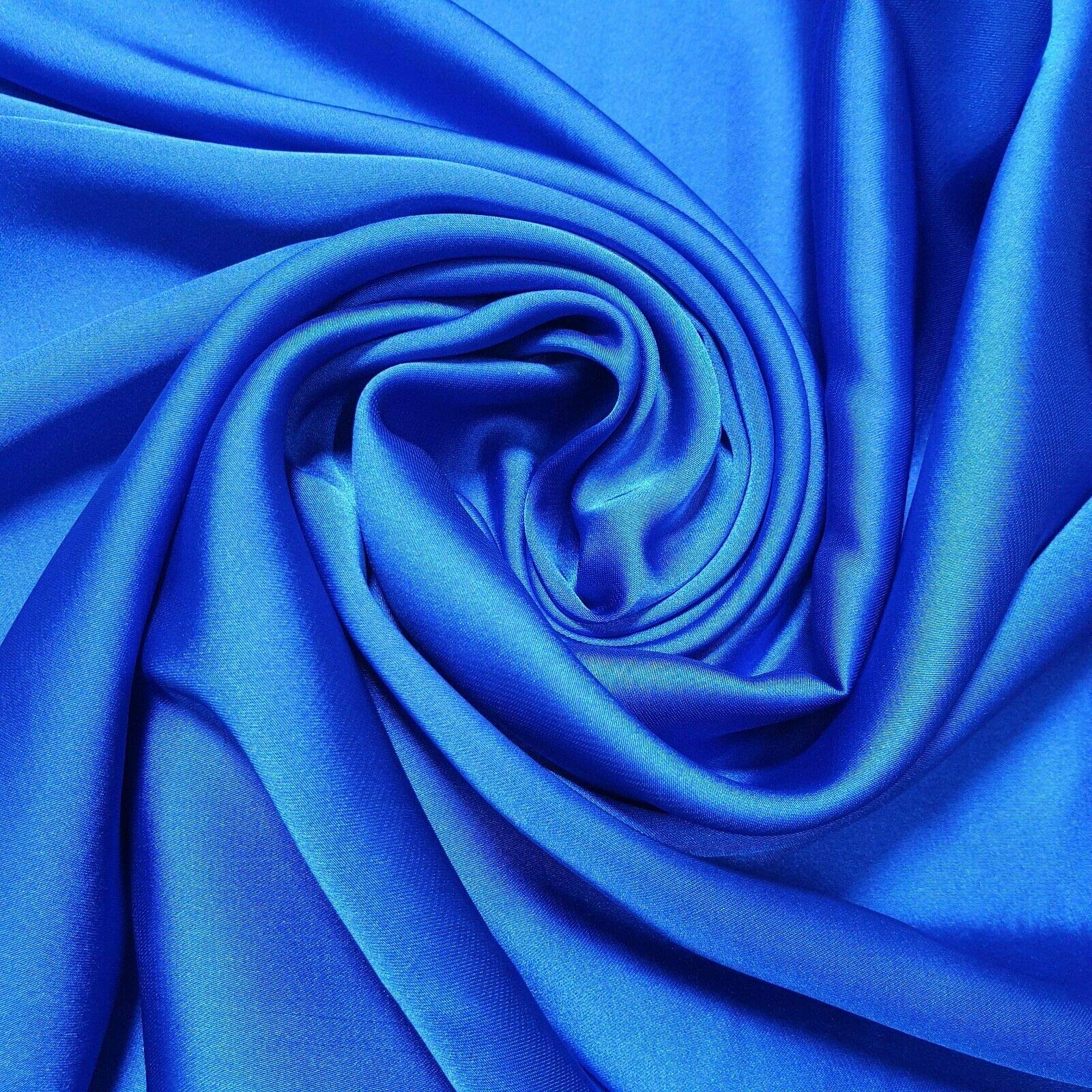 Lightweight Polyester Silk Charmeuse Silky Satin Finish, Dressmaking, Bridal, Prom, Décor - Craft Fabric Material 44" - 112 cm Wide Sold in Various Pre - Cut Lengths (Royal Blue, 1 Meter)