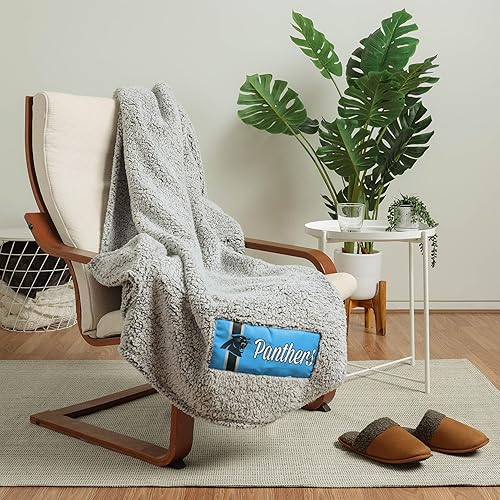 FOCO Carolina Panthers NFL Big Logo Cloud Sherpa Blanket