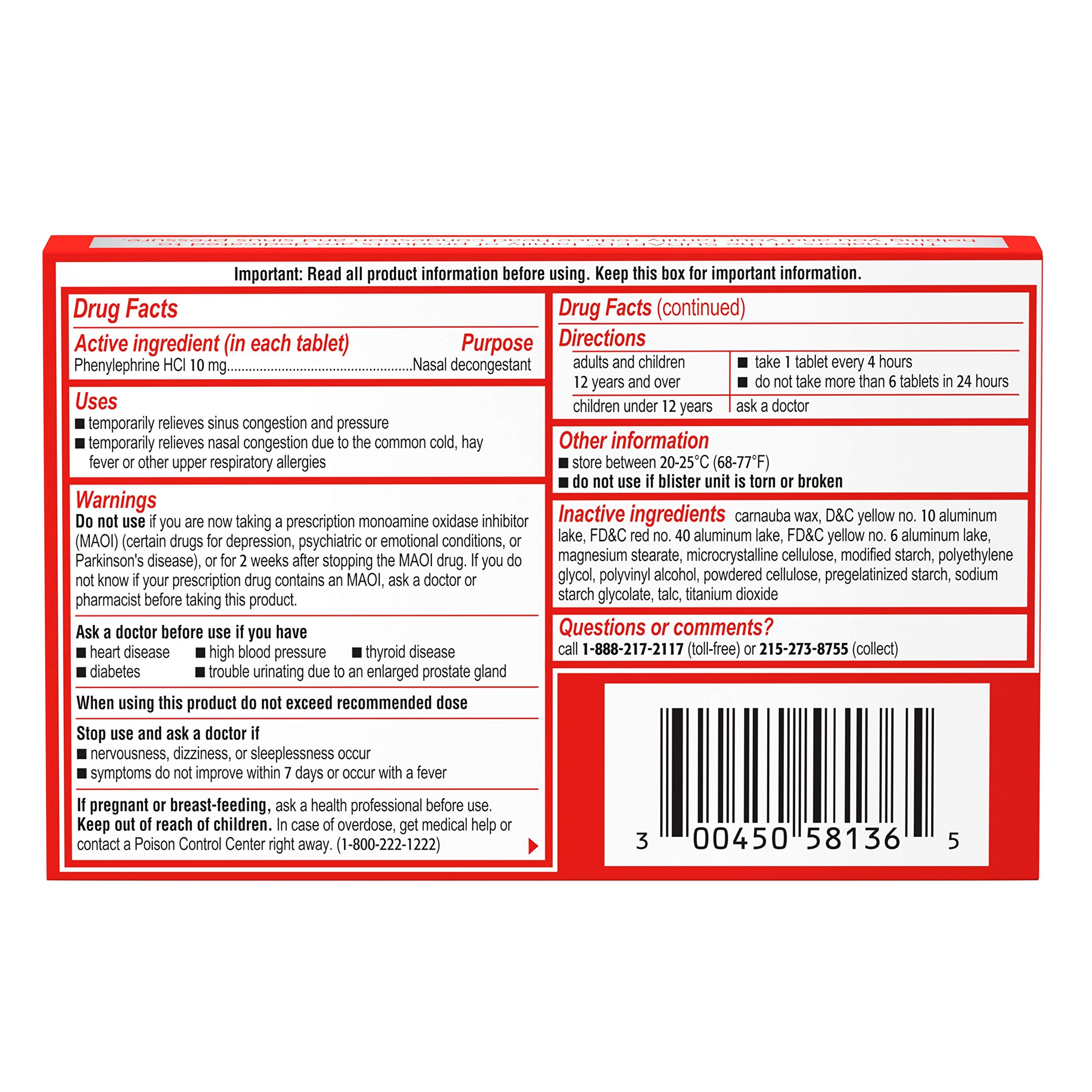 Sudafed PE Sinus Congestion Maximum Strength NonDrowsy Decongestant