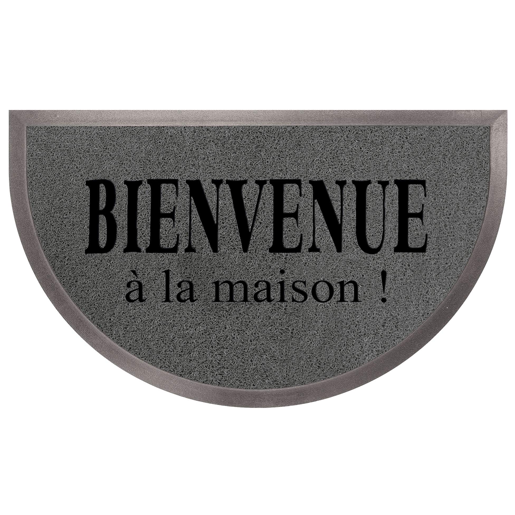 Tapis Déco PVC Half Moon Door Mat, PVC, Grey/Black, 45x1x75 cm