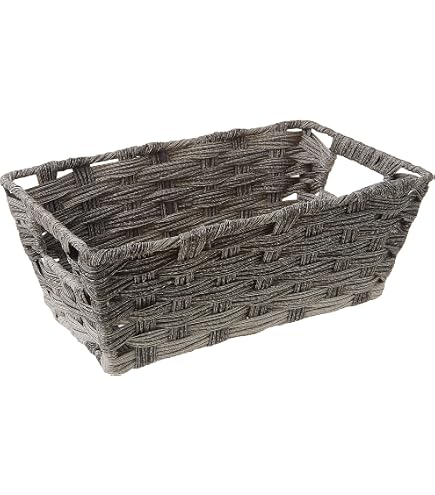 Whitmor Woven Strap Small Shelf Tote, Borsa Portaoggetti In Plastura Con Telaio In Metallo, Latte, 29x16,5x11,5 Cm, Per Scaffali E Cubi