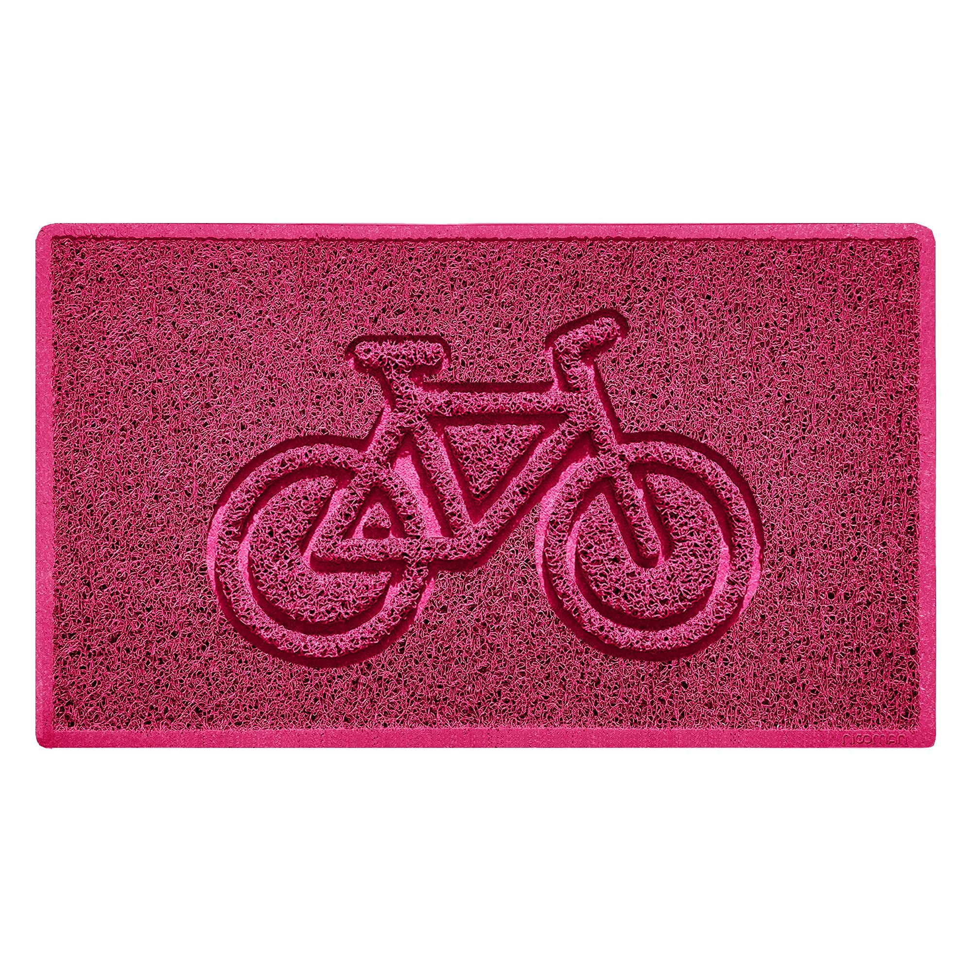 Nicoman Bike Embossed Shape Door Mat Dirt-Trapper Washable Barrier Doormat-(Use Indoor or Sheltered Outdoor)-(75x44cm/29.5x17.3inches,Medium) Pink