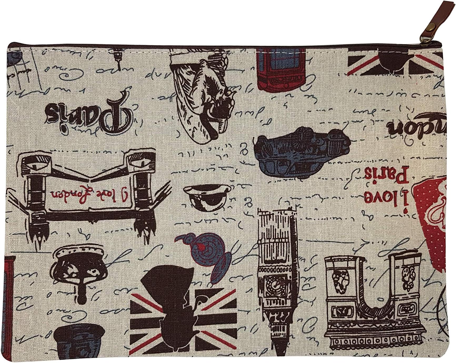 Visual Echoes Premium Cotton Single Compartment Laptop Sleeve With High-Quality Felt Lining Inside For Scratch Resistance & Protection - Compatible Upto 11.6-Inch Laptops/Ultrabooks/ Macbooks/Tabs-London & Paris Theme Printed.