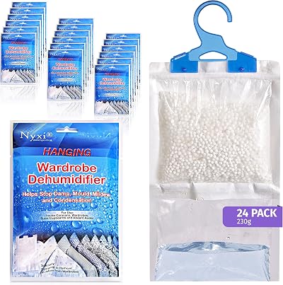 Nyxi Set of 24 Hanging Interior Dehumidifier Bags 230g Each Wardrobe