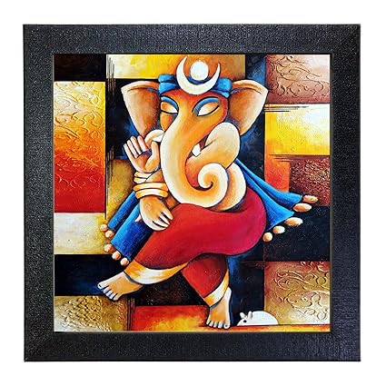 Sehaz Artworks Ganesh Wall Photo Painting (Vinyl, 30 cm x 30 cm x 3 cm, Black, SZA-Ganesha_002)
