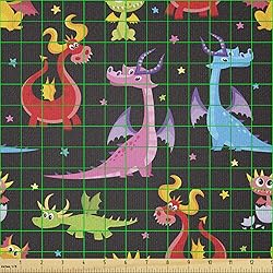 Ambesonne Dragon Fabric by The Yard, Different