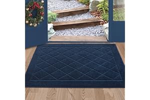BEQHAUSE Dirt Trapper Door Mat 24" x 36", Doormat Non-Slip Entryway Rugs Washable, Dog Door Mat Stain Resistant and Absorbent Welcome Floor Mat for Front Back Door, Muddy Wet Shoes & Paws, Navy Blue