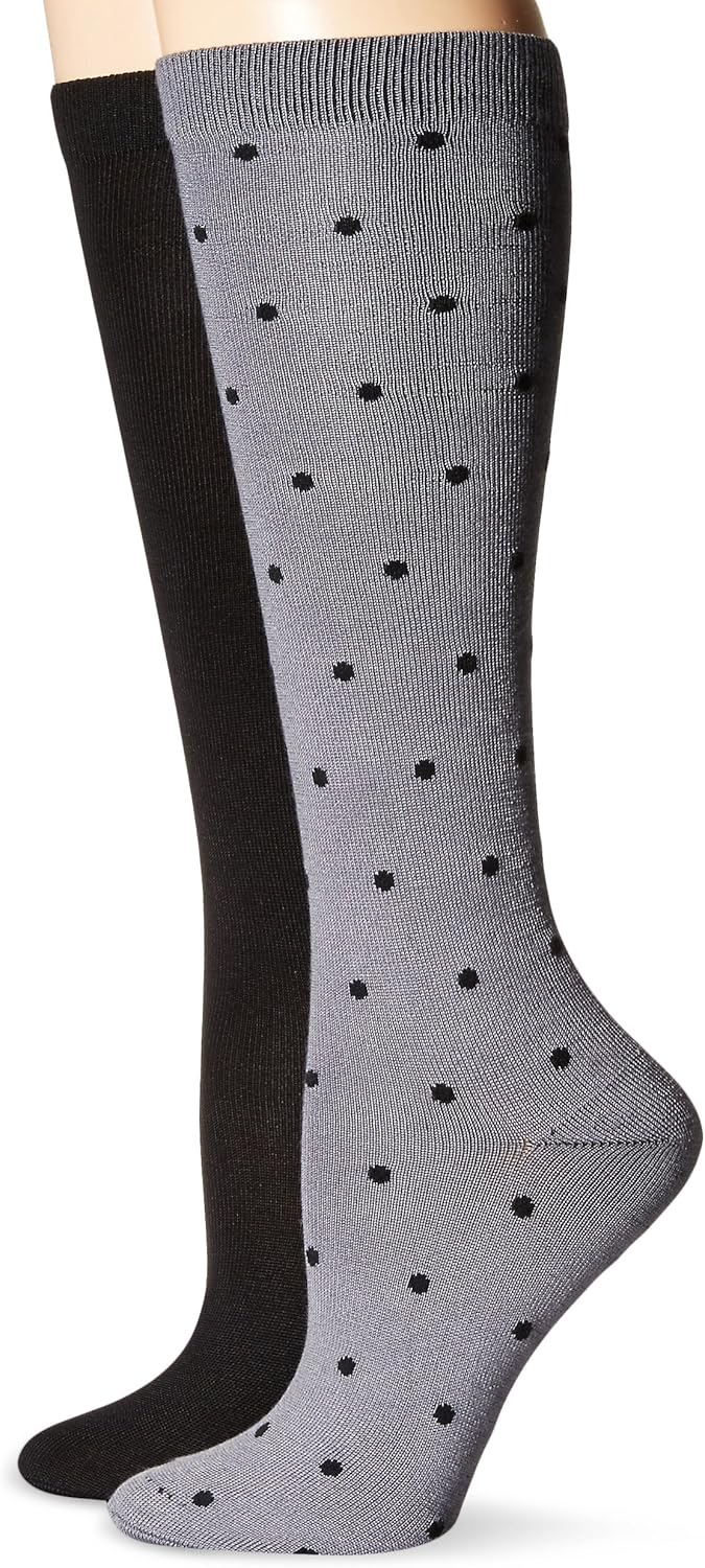 Hanes Women's ComfortSoft 2 Pack Knee High Socks, Assorted1, One Size