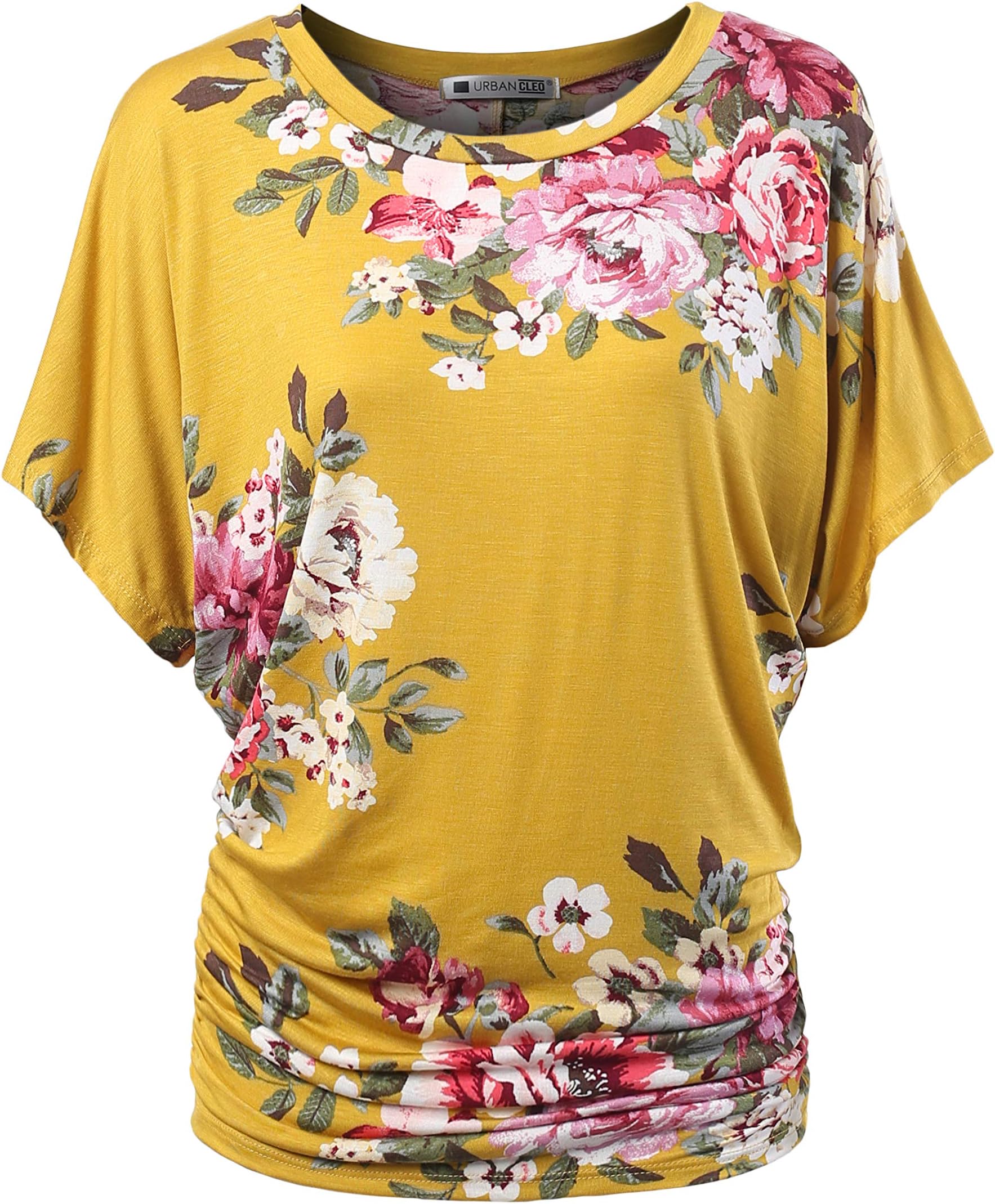 URBANCLEO Womens Short Sleeve Dolman Drape Top Shirts (Plus