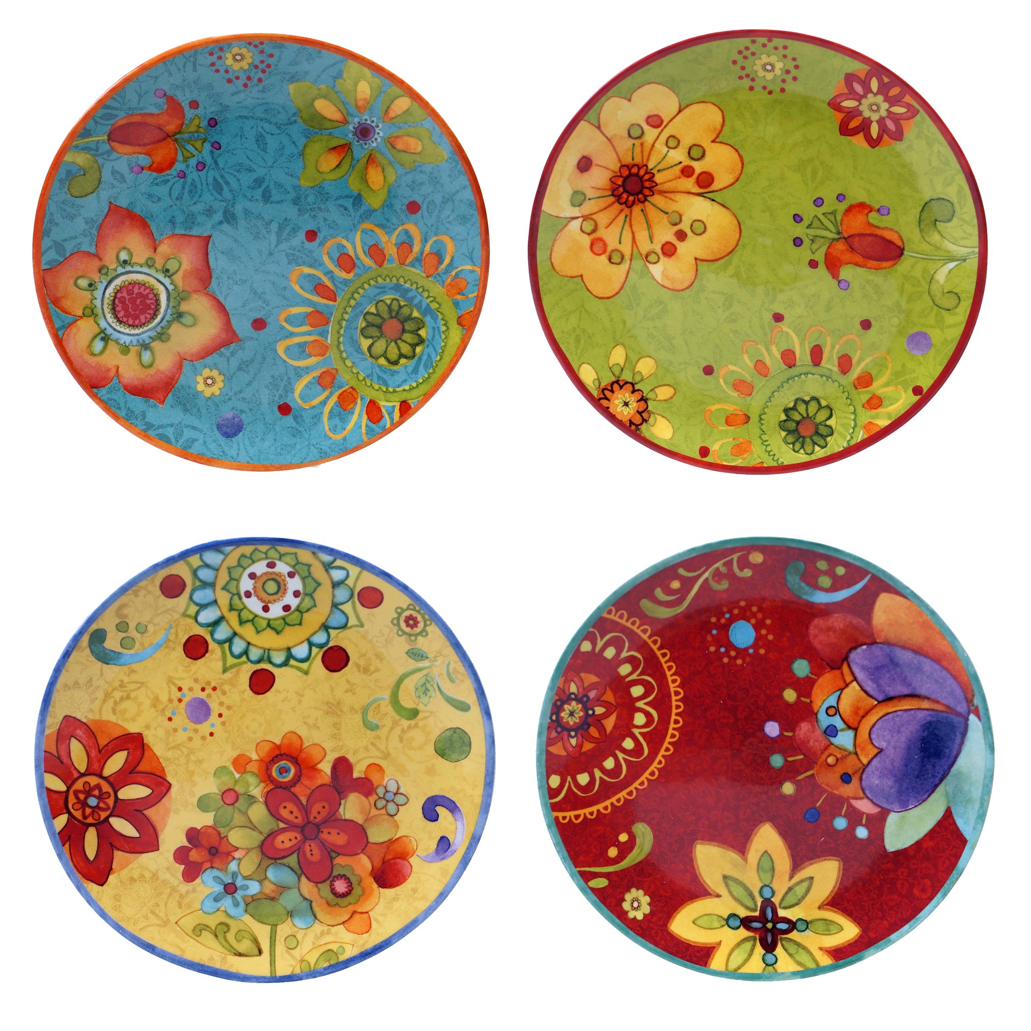Certified International Tunisian Sunset Salad/Dessert Plates (Set of 4), 8.75", Multicolor