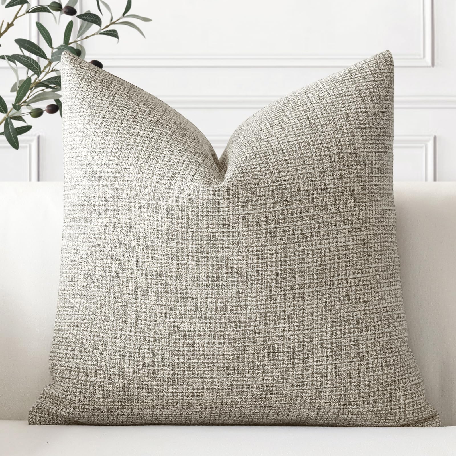 Artscope Linen Cushion Covers Set of 1 Decorative Square Pillowcase Pillow Cover 18x18 Inch for Home Decor Sofa Bedroom Car 45x45cm Khaki — image 1