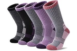 Yebing Merino Wool Hiking Socks for Womens Thermal Warm Winter Boot Crew Cushion Cozy Thick Work Gift Socks 5 Pairs