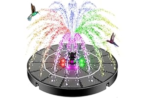SZMP Solar Water Fountain, Upgrade 3.5W Solar Bird Bath Fountain Pump with Color LED Lights, 7 Nozzles & 4 Fixed Rods for Gar