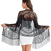 ZYSC Women's Floral Lace Scarf Shawl with Tassels for Wedding Evening Party Dresses