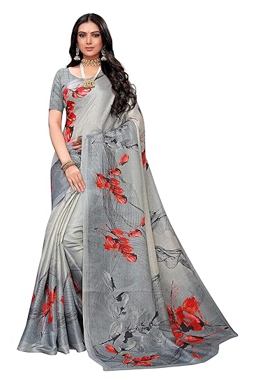 Womens Grey Color Pure Khadi Silk Saree With Blouse Piece (ASUR Grey_Free Size)