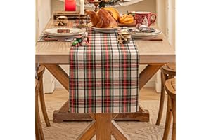 AQOTHES Red White Plaid Christmas Table Runner, Winter Holiday Table Runners 72 inches Long Xmas Decorations Indoor Outdoor Farmhouse Home Kitchen Dining Party Decor