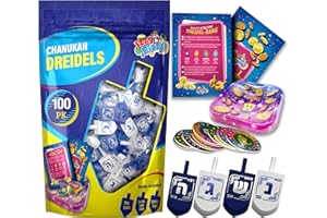 Izzy 'n' Dizzy Hanukkah Blue and White Wooden Dreidel, Hand Painted, Game Instructions Included - Bulk (Pack of 100) - Medium