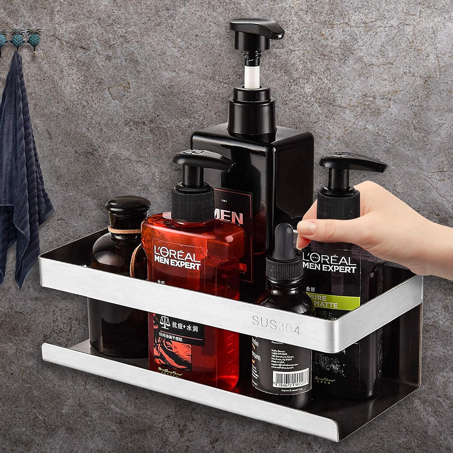 GODORIO Bathroom Shelf Self Adhesive Shower Shelf Shower Caddy