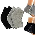 Makhry 2 Pairs Moisturizing Silicone Gel Heel Socks for Dry Hard Cracked Skin Open Toe Comfy Recovery Socks Day Night Care