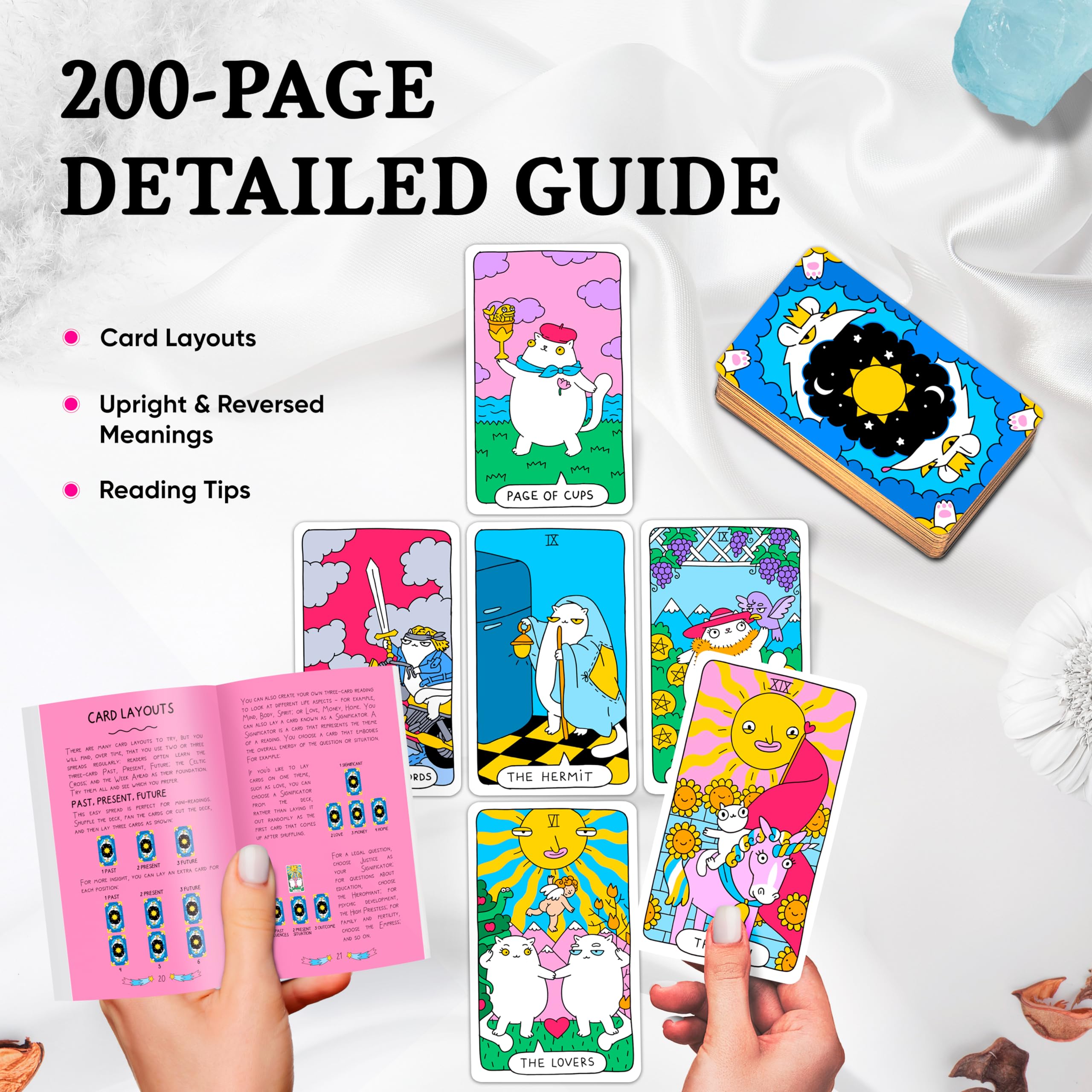Wyspell Cat Tarot: A 78-Card Deck with Guidebook - Unique Tarot for Cat Lovers and Enthusiasts - Cute Cards for Beginners