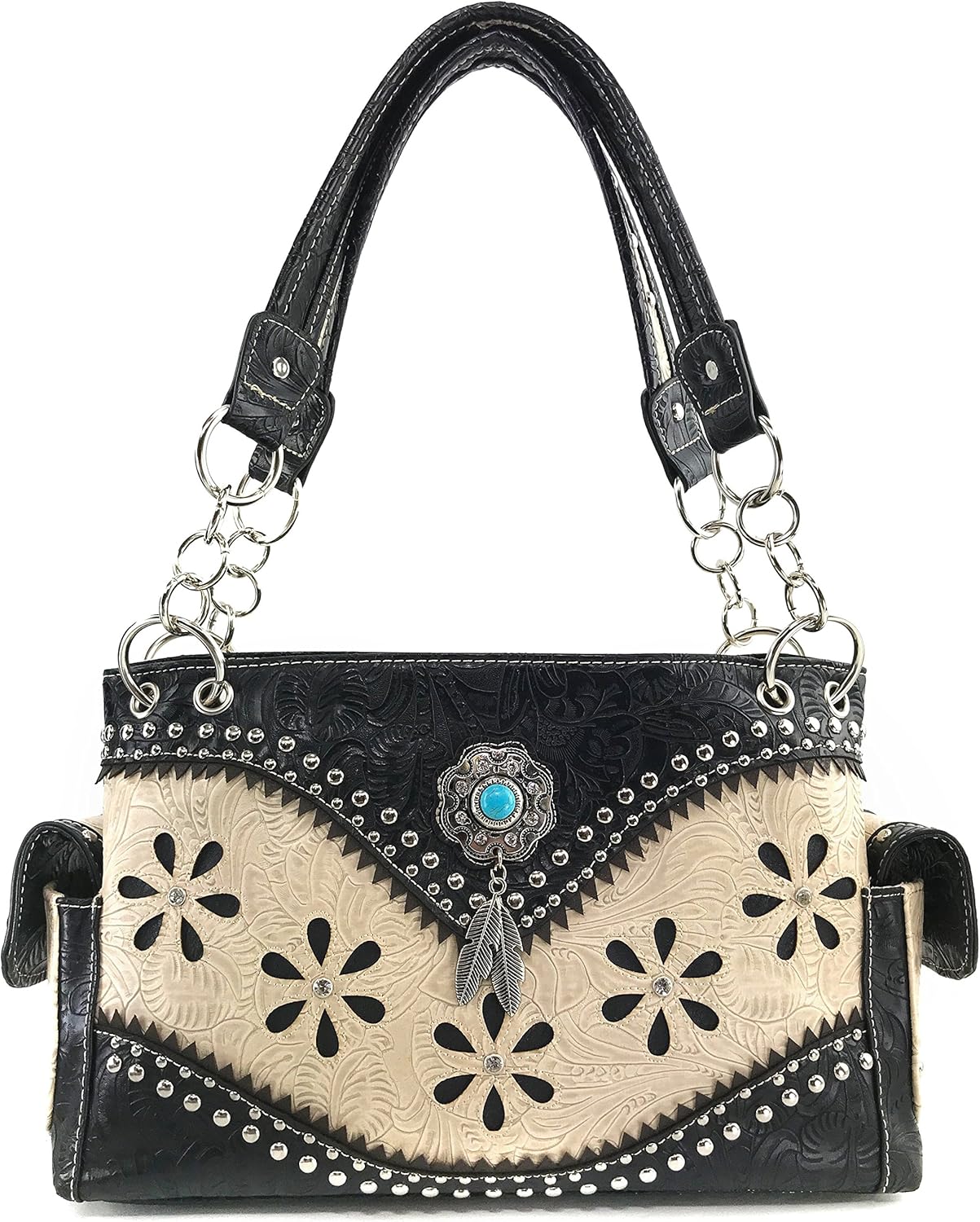 leather purse with turquoise stone