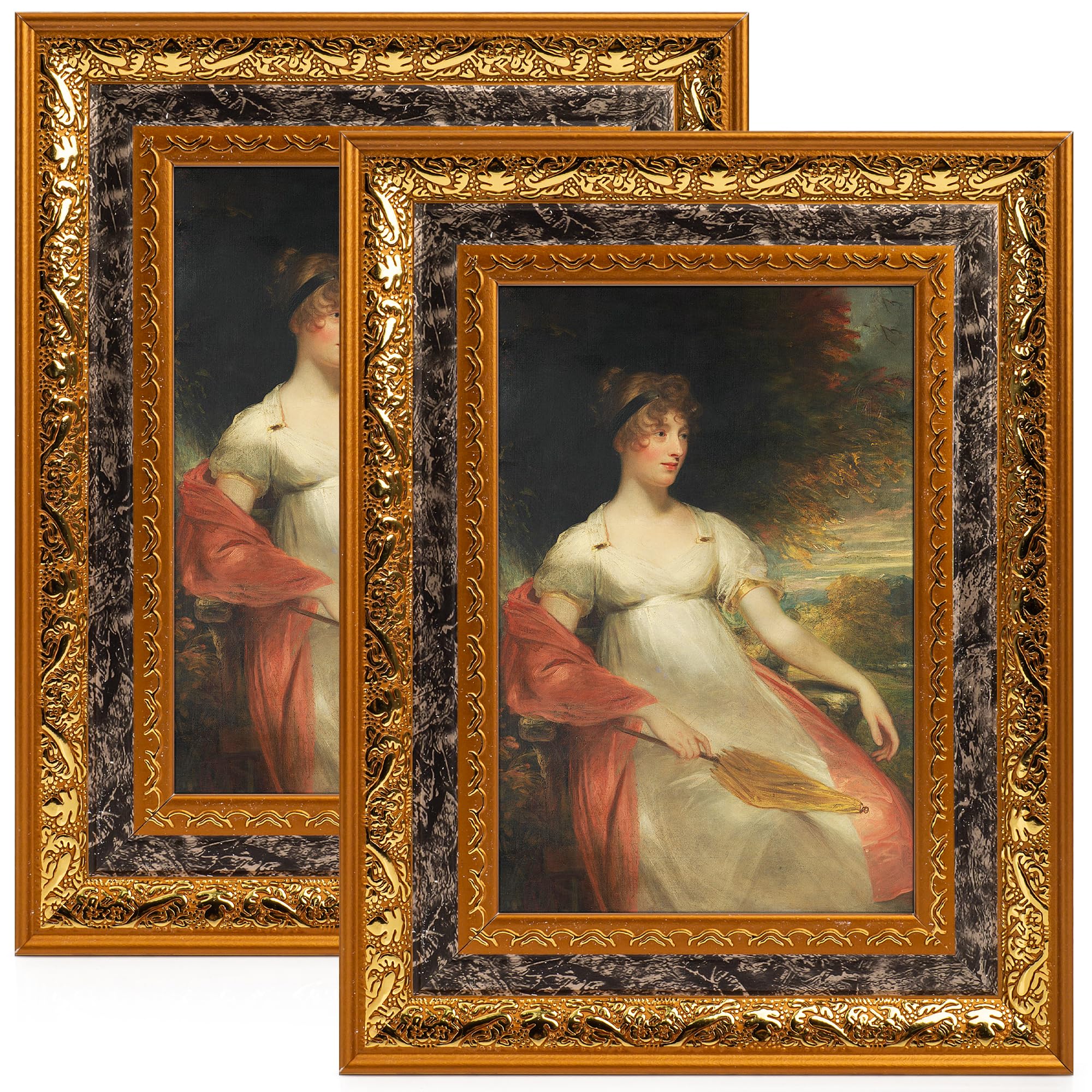 Photo 1 of Esdallina 4x6 Picture Frames (2 Pack, Gold) Retro Designed Photo Frame Classic Simple Home Office Decor