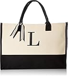 Mud Pie L-Initial Canvas Tote