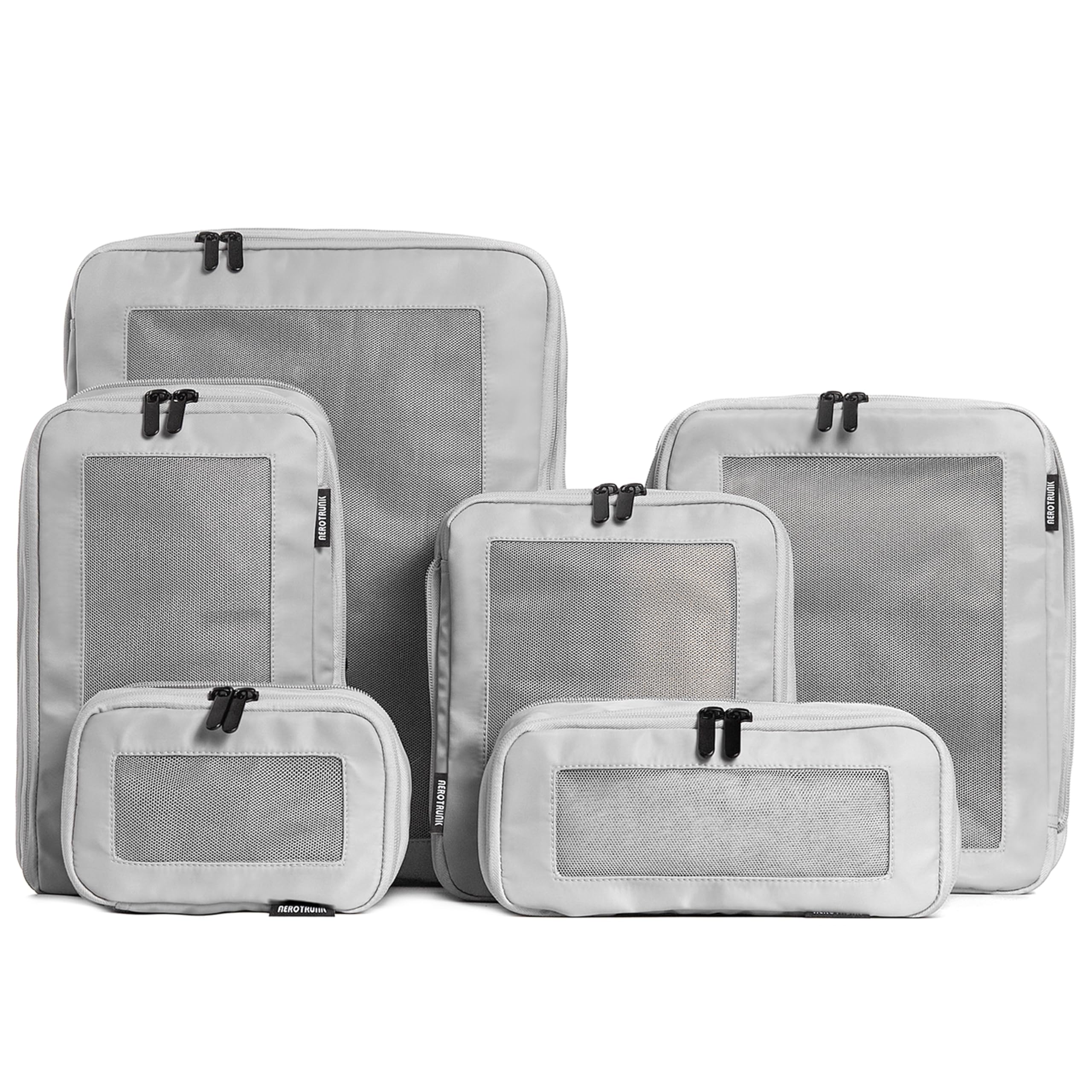 Photo 1 of Aerotrunk Compression Packing Cubes for Travel - Luggage Organizer Bags - Double Zipper Packing Cubes for Suitcases (6-Pack, Light Grey)