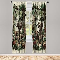 Ambesonne Elephant Window Curtains, Wild Nature