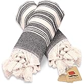 Bazaar Anatolia Turkish Hand Towels for Bathroom Set of 2 | 39"x19", Cotton | Bathroom & Decorative Hand Towels for Kitchen Dishcloth, Tea, Yoga, Face, Gym - Stripe Black