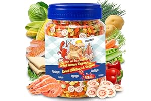 SEAYOFA 11.6oz Dried Ramen Toppings – 11 Mixed Dehydrated Seafood & Vegetables with Shrimp, Crab & Fishcake, Freeze-Dried Veggies for Soups, Salads, Pizza & Camping Meals