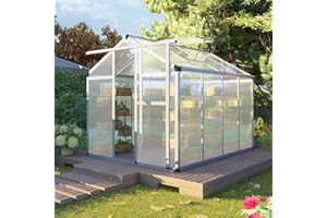 FLY BY YAN CQZY 6x8 FT Greenhouse for Outdoors,Walk-in Greenhouse for Outside,Silver