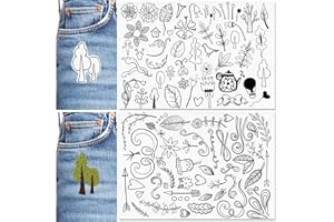 Patemby Embroidery Pattern Water Soluble Embroidery Stabilizers, Stick and Stitch Embroidery Paper with Pre-Printed Boho Pattern Transfers for Hand Sewing Lover Beginners (Boho)