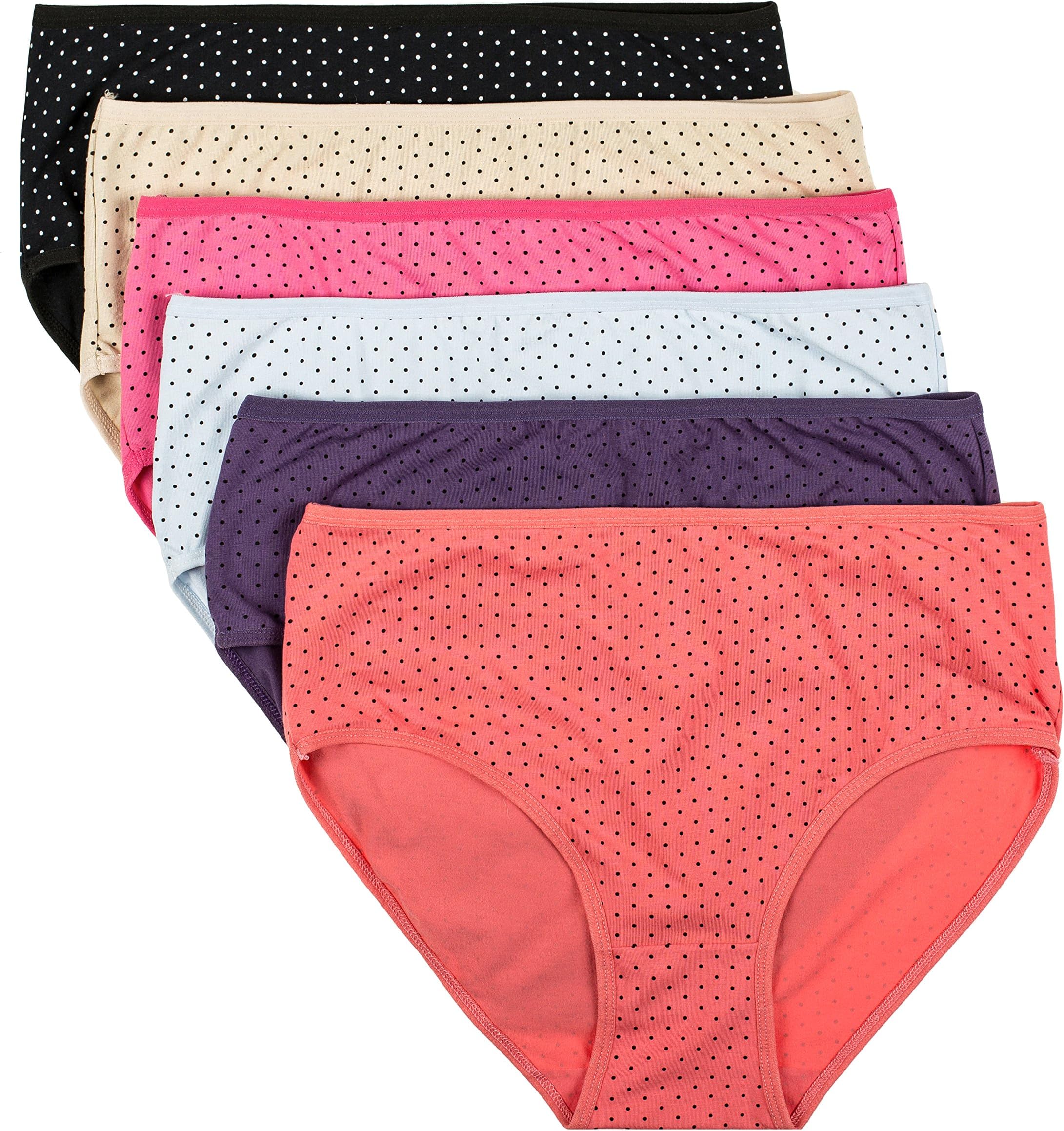 Panmanni Women's Underwear Comfort Soft Cotton Berief Plus Size Dots Design Assorted Colors