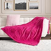Juicy Couture Faux Fur 50"x70" Throw Blanket, Hot Pink Crowns