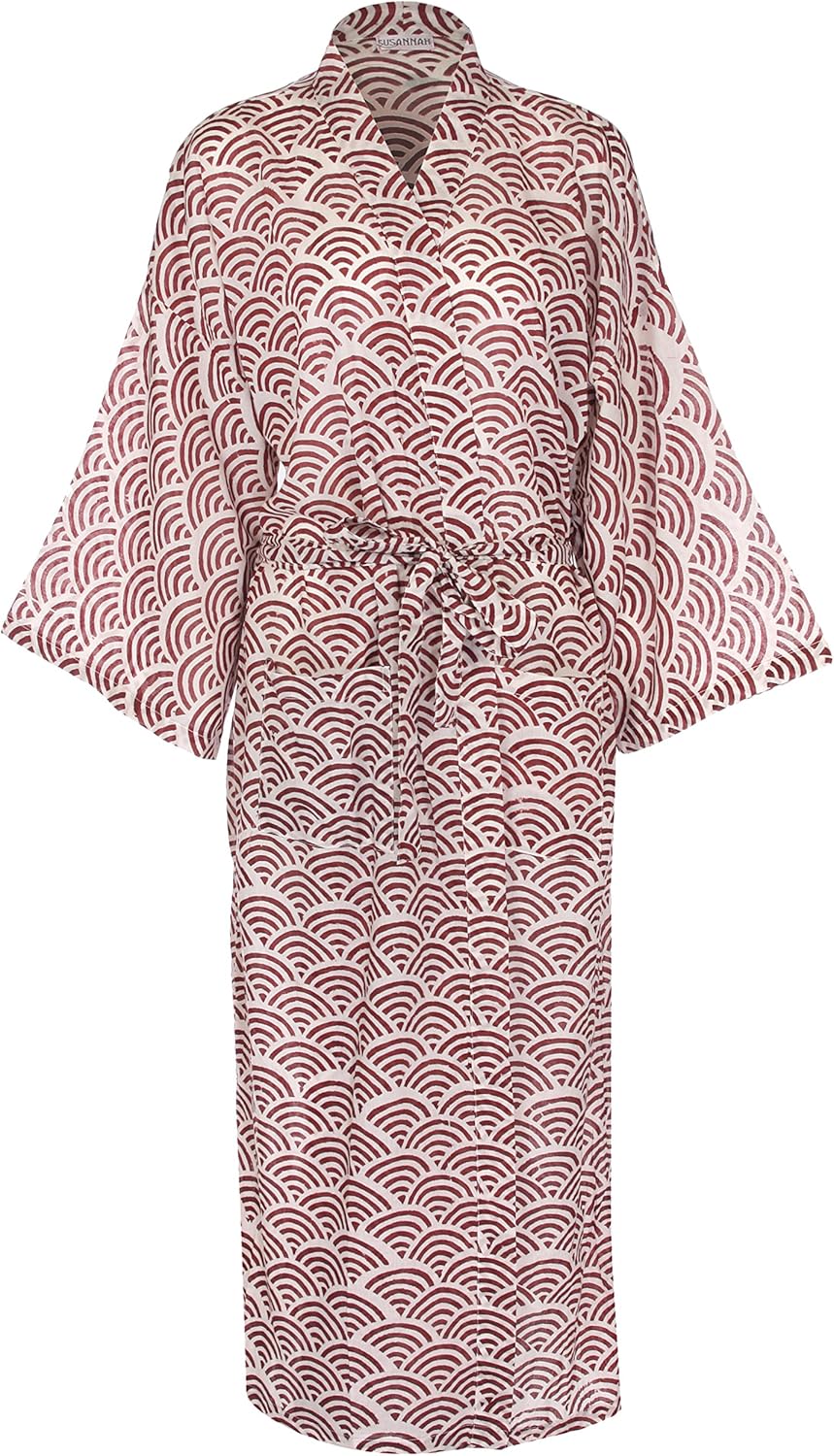 Susannah Cotton Robe de Chambre Femme en Coton Organique | Yukata Peignoir - Kimono Coton Femme 