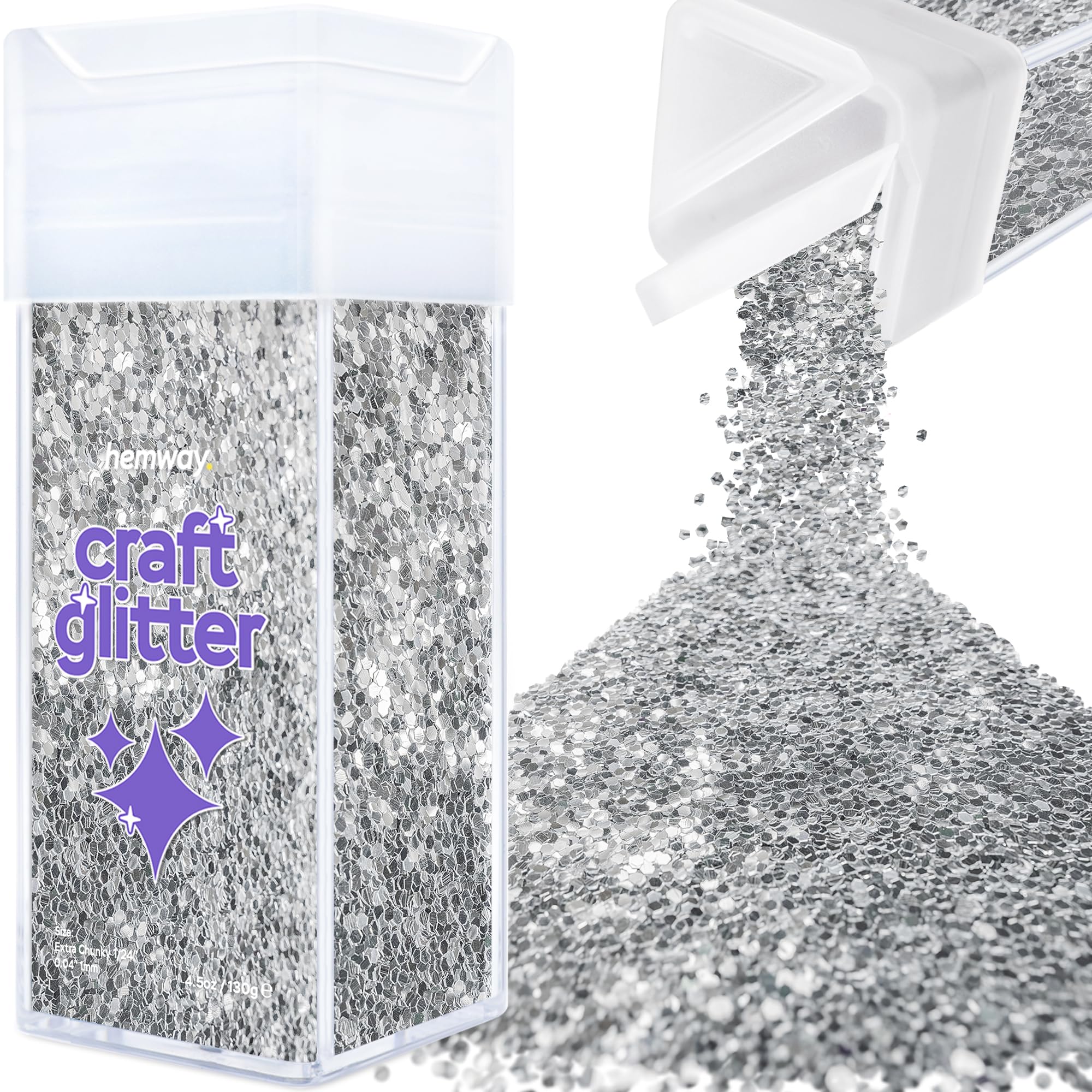 Hemway Glitter Shaker Gold Silver 110g Extra Chunky, Craft Glitter Shaker for Resin & Epoxy Crafts, Christmas Art Supplies, Nail, Body, Face, Eye, Festival, Crafting, Slime, Sparkle