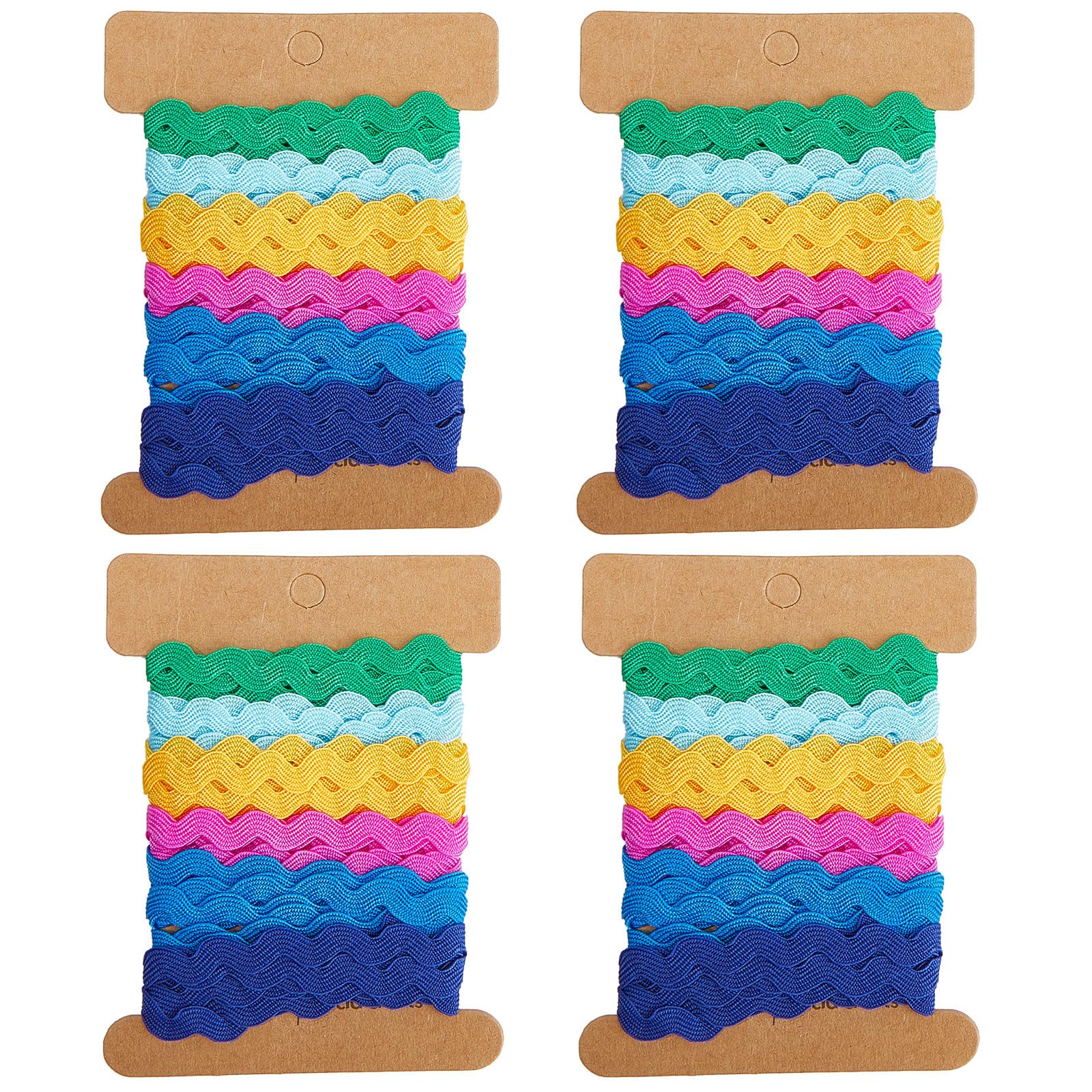 GORGECRAFT 24 Yards 6 Colors Wavy Bending Ribbon Webbing Edge Colorful RIC Rac Embroidery Trim Curved Lace Clothing Dress Accessories Rick Rack Fringe for Sewing Home Party Wedding Making Craft