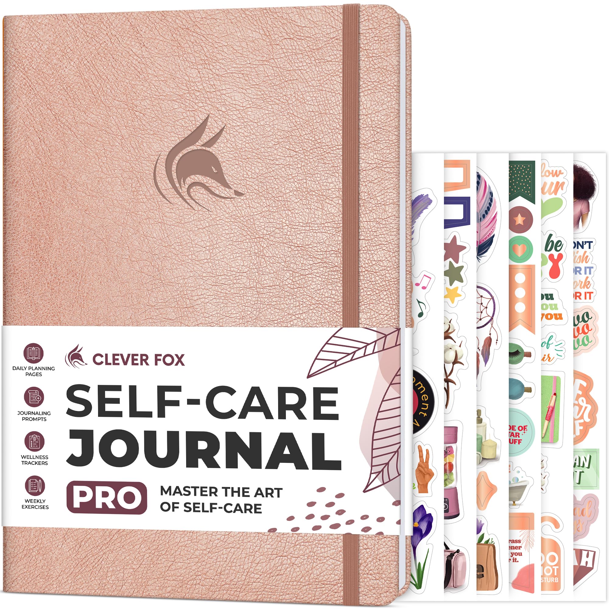 Clever Fox Self-Care Journal PRO – Wellness & Daily Reflection Notebook – Mental Health, Meditation & Mood Journal for Women, 18 x 25.5cm (Rose Gold)